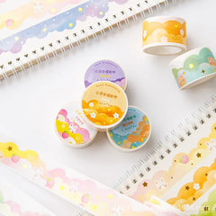 Kawaii Gradient Clouds Washi Tapes | DIY Scrapbooking and Journaling Stickers close-up view