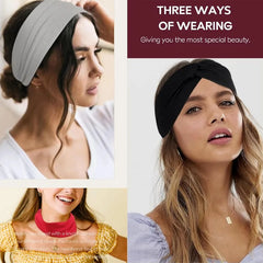 Simple Solid Color Cross Knotted Elastic Wide Headband Women Unisex Sports Yoga Hair alternate view