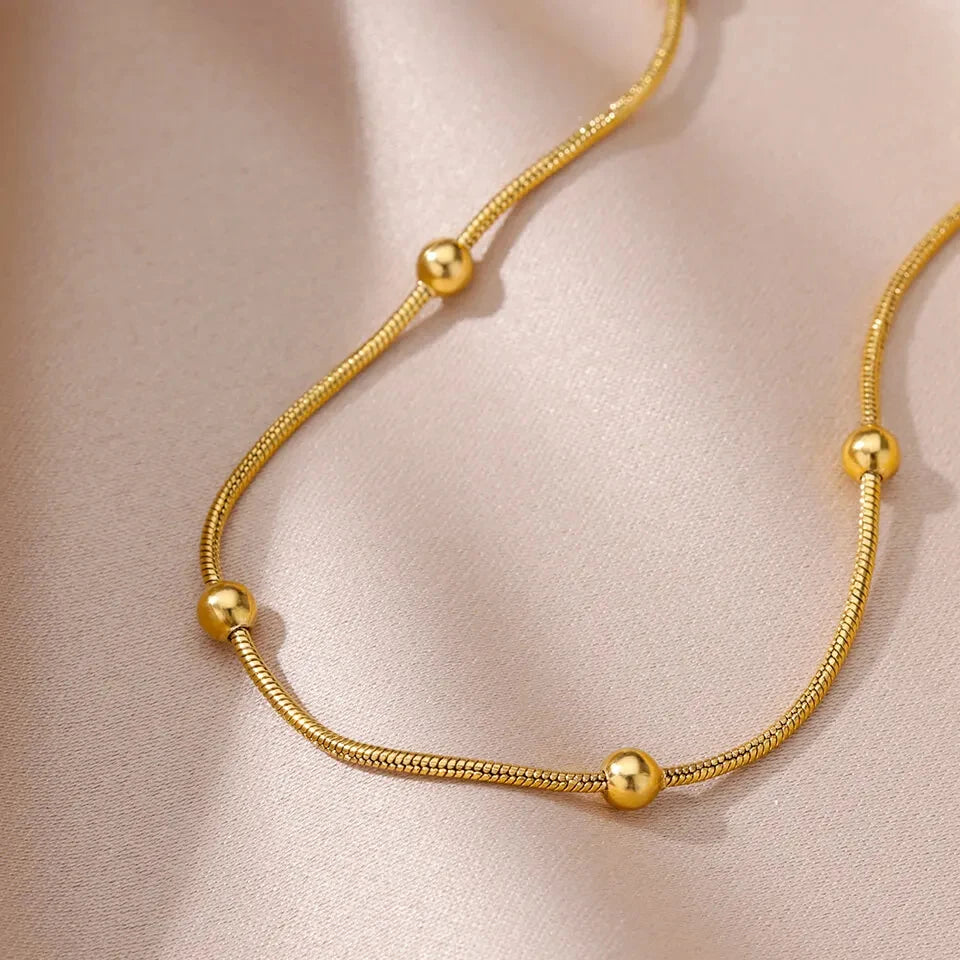Yupsk New Simple Fashion Metal Round Bead Stainless Steel Charm Anklet Summer Beach J lifestyle view