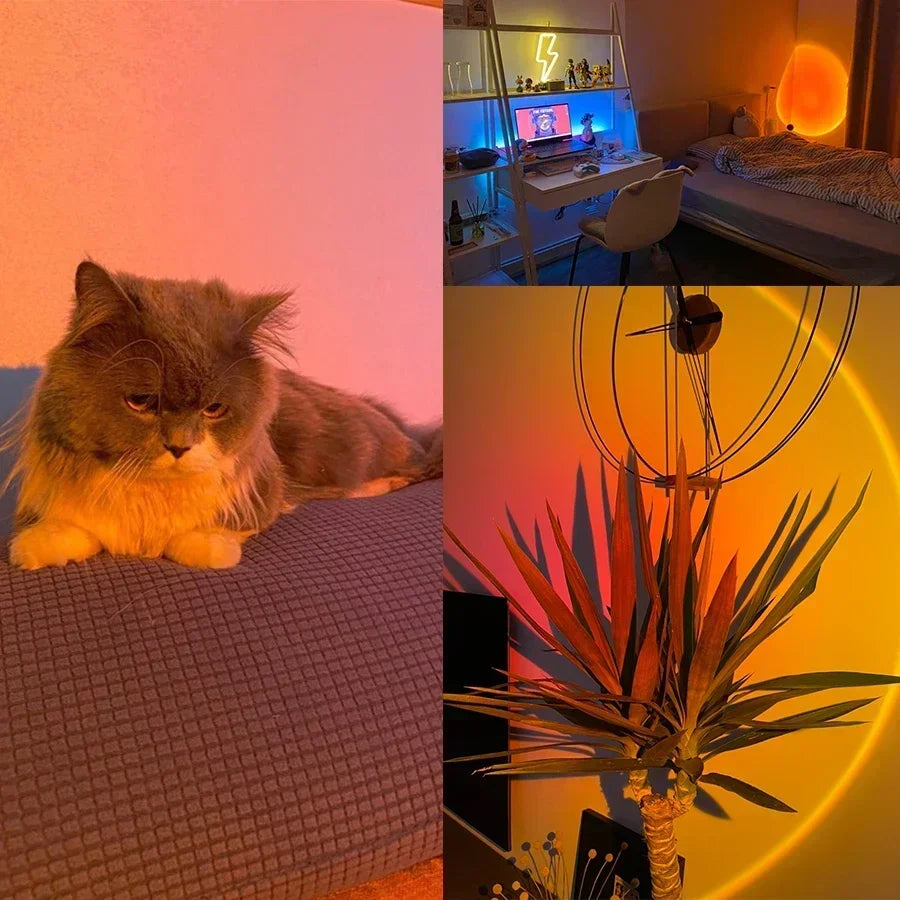USB Sunset Light LED Rainbow Night Lamp | Photography Wall Atmosphere Decor close-up view