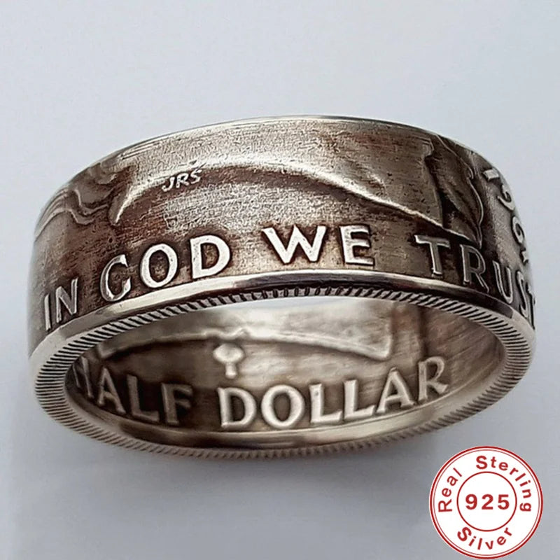 New S925 Sterling Silver Ring Thai Silver Vintage Embossed Ring for Men Jewelry Gifts