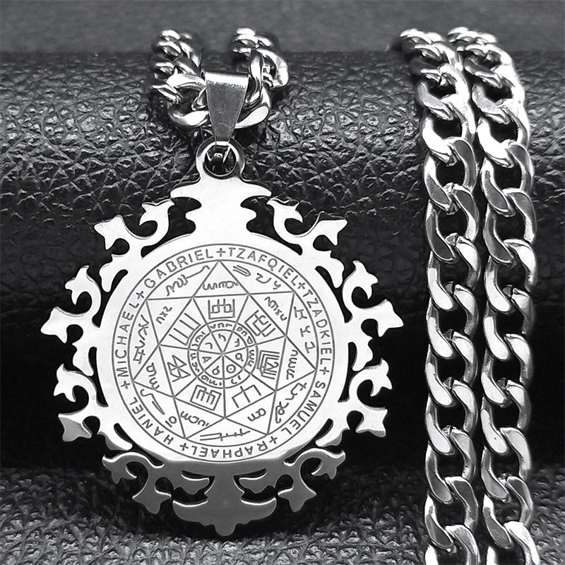 Seven Archangels Amulet Necklace | Stainless Steel Seal of Salomon Protection Talisma alternate view