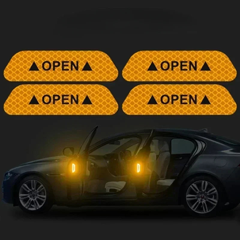 4PCS Reflective Car Door Sticker Safety Warning Reflector Tape additional angle