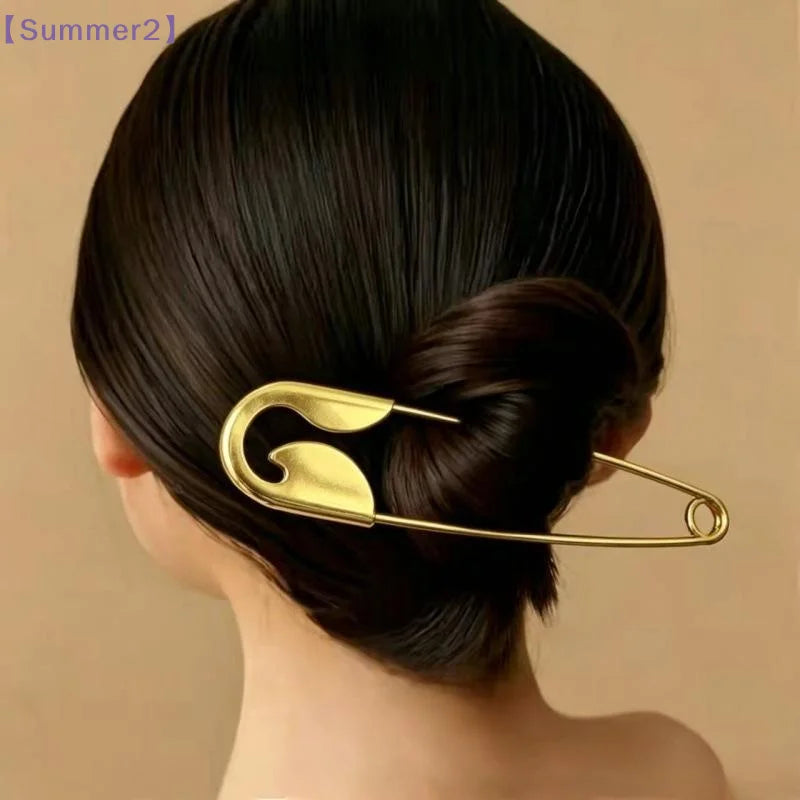 【Xia2】Large Safety Pin Metal Hair Claws Barrettes For Women Girls Hair Accessories Hairclips Hairpins Headwear Gifts{S}