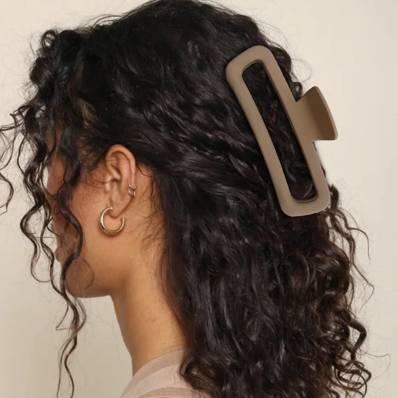 1/2/3pcs Temperament Frosted Large Rectangular Hair Clip for Women Elegant Shark Clip close-up view