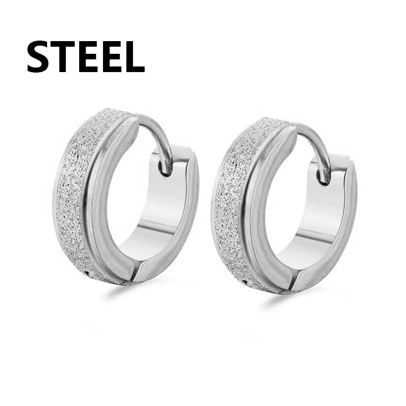 Stainless Steel Frosting Hoop Earrings | Punk Cross Dangle Earrings for Unisex alternate view