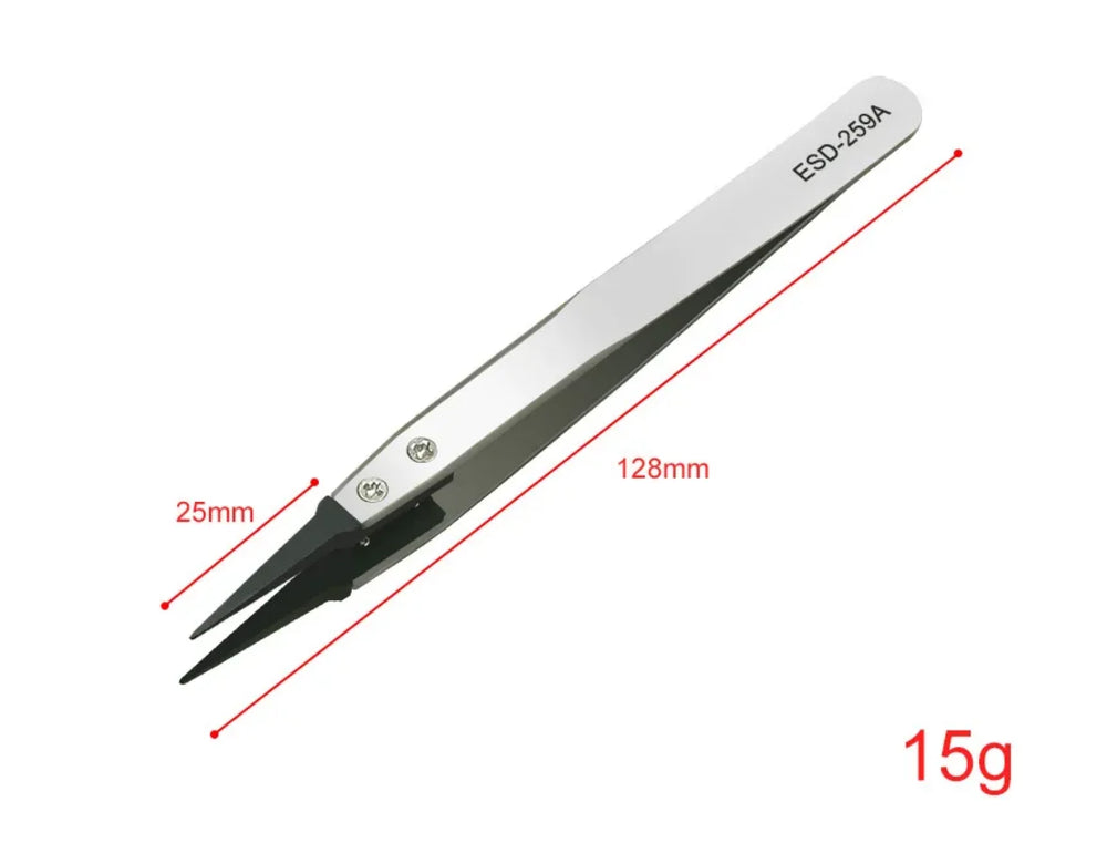 1PCS of ESD Anti-Static Precision Tweezers - Anti-Static Tips, Heavy-Duty Metal Const alternate view