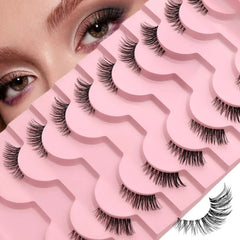 Clear Band Half False Eyelashes Natural Wispy Faux Mink Lashes Lightweight Reusable Comfortable Eye