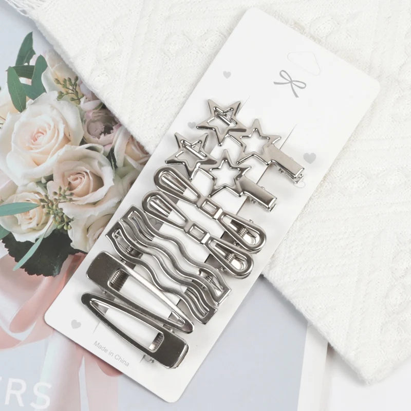 Y2K Duckbill Hairpin Sliver Metal Hair Clips Women Girls Personality Bangs Side Headwear Barrettes Hairclip Styling Accessories