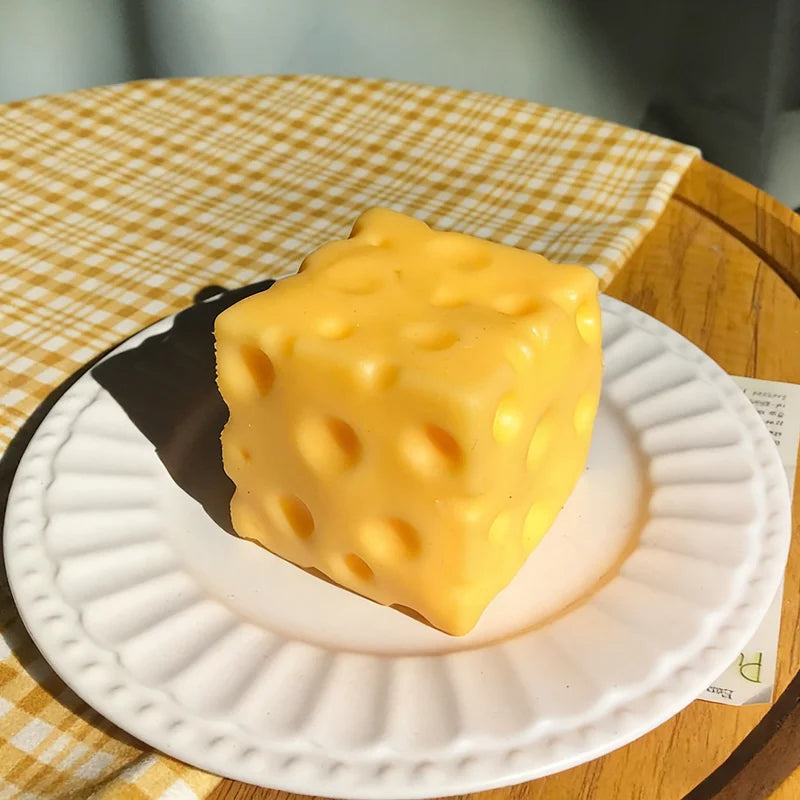 Cheese Squishy Stress Toy | Slow Rebound Squeeze Fidget Ball close-up view