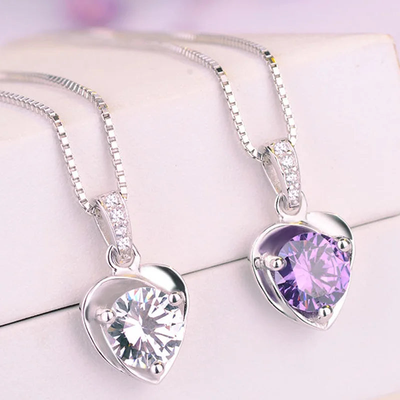925 Silver Necklace Zircom for Women 18k Gold Plated Jewelry Pendant Birthday Party G lifestyle view
