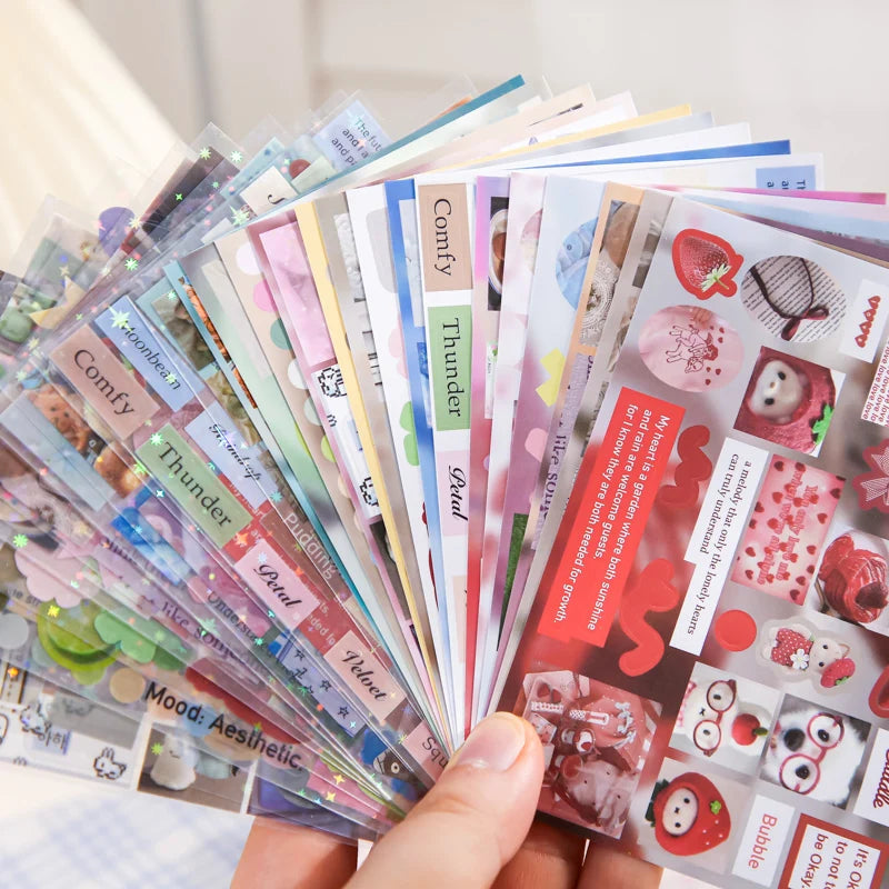 30 Sheets Vintage Retro Memo Sticker Book | Dual Texture Die-Cut Stickers for DIY Cra lifestyle view
