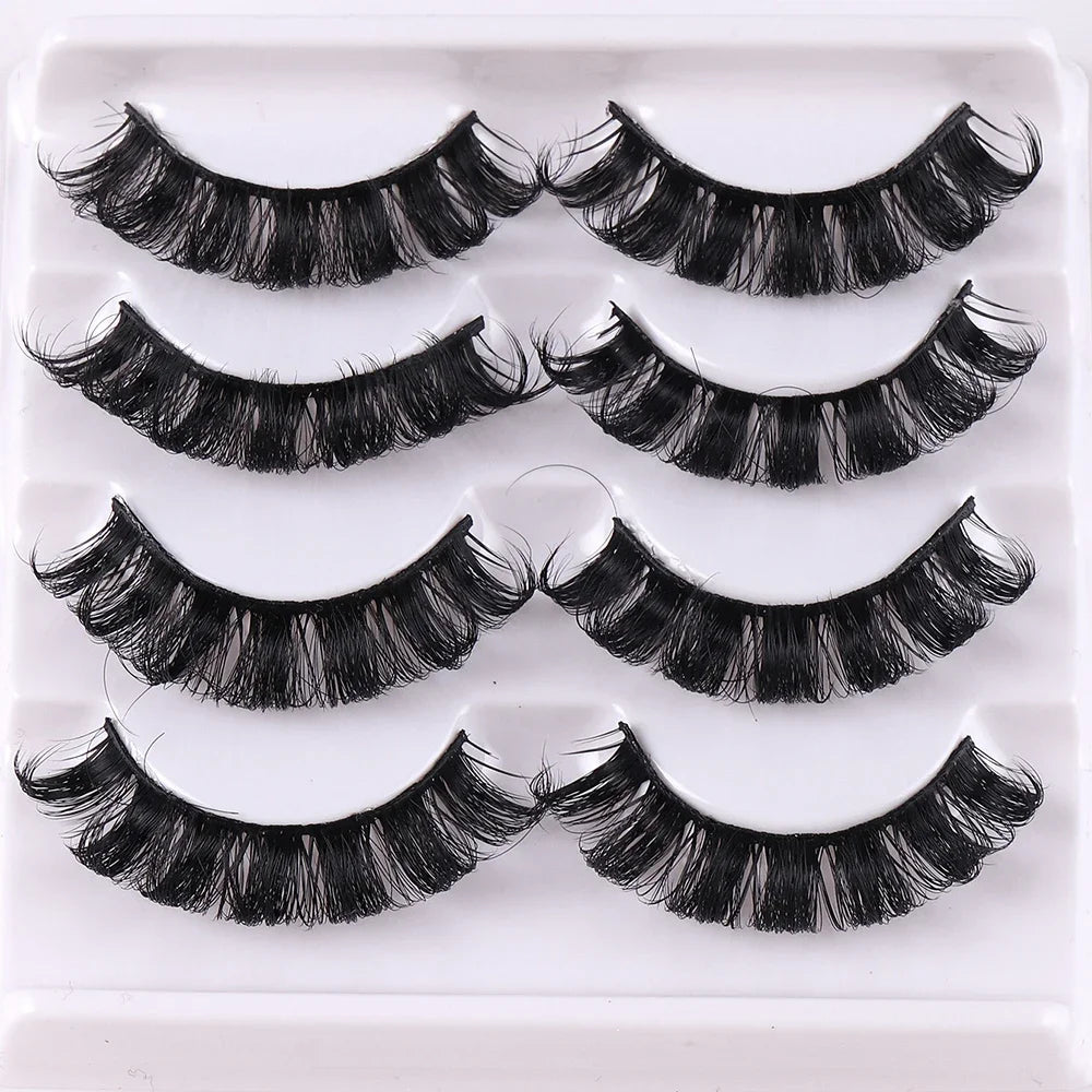 Budget Value 4 Pairs Multipack 3D Russian Fluffy Faux Mink Lashes Reusable Strip Lash lifestyle view