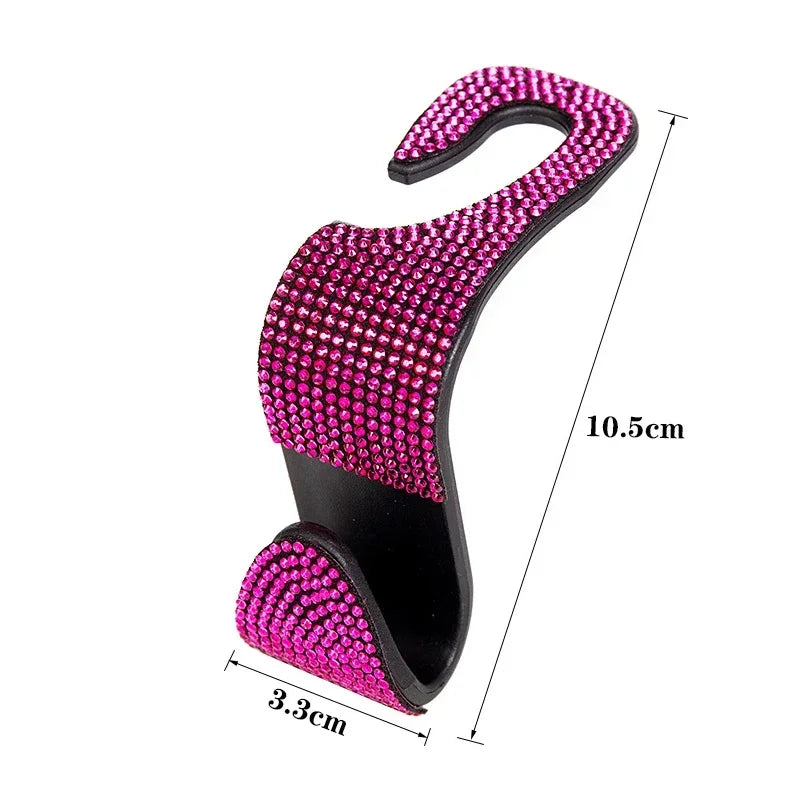 Car Seat Back Hook Pad Hanger Rhinestone Storage Hanger Universal Auto Headrest Mou additional angle