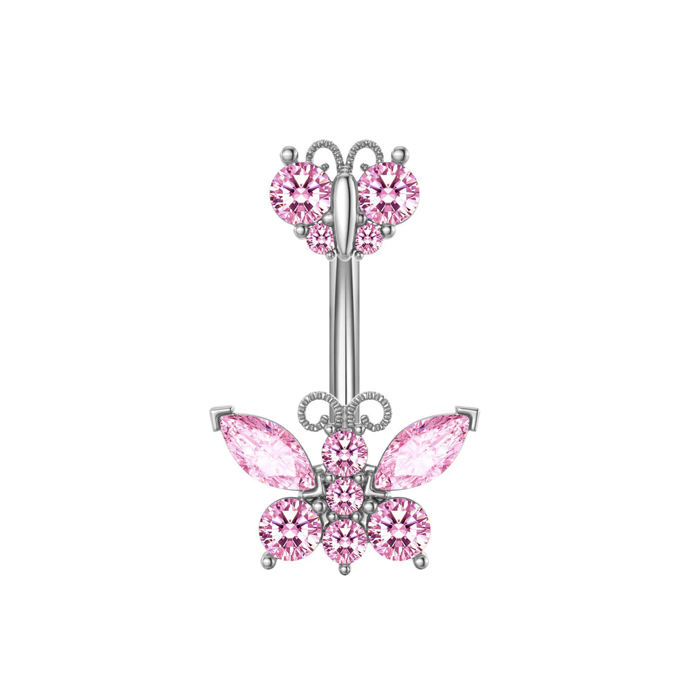 1PCS Pink Crown Belly Button Rings Jewelry Stainless Steel Heart Navel Piercing Barbe lifestyle view
