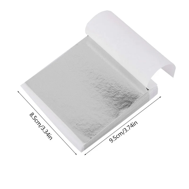100pcs Imitation Gold Sliver Foil Paper DIY Resin Candle Plaster Craft Leaf Flake Gild close-up view