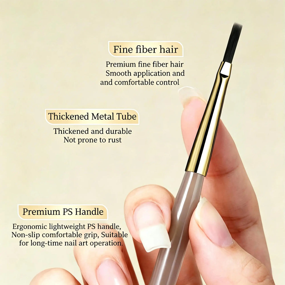 1/2/5Pcs French Plaid Nail Art Brush Set Ultra-Fine Liner Flat Brush for Grid Pattern close-up view
