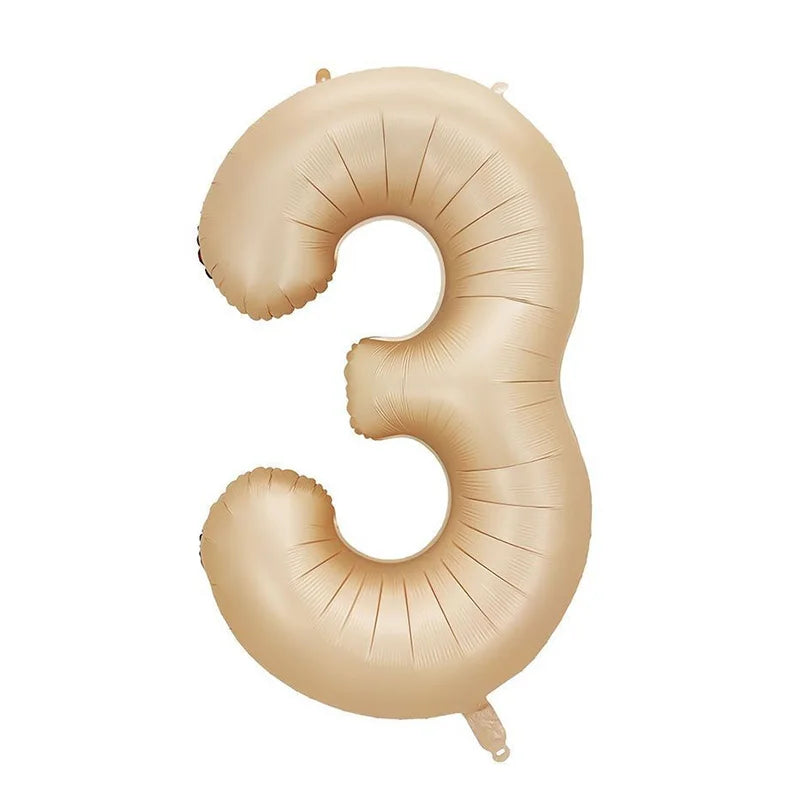 Cream Foil Number Balloons 1-9 Set | Large Digital Birthday Party Decor detail view