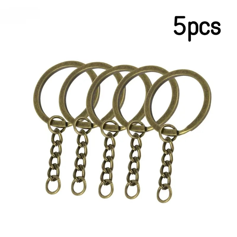 Silver Plated Metal Blank Keyring Keychain Charms Split Ring Keyfob Key Holder Link additional angle