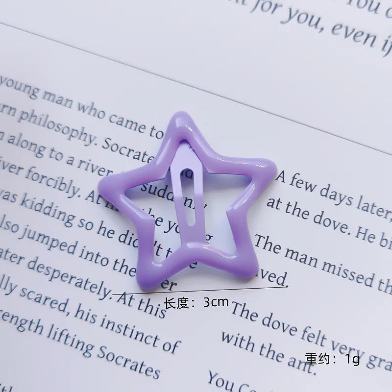 10pcs Colorful Star BB Hair Clips Girls Y2K Cute Star Barrettes Women Simple Metal Sna close-up view