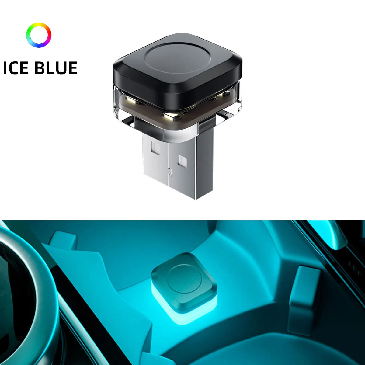 Mini USB LED Car Atmosphere Light | Universal Ambient Decorative Lamp close-up view