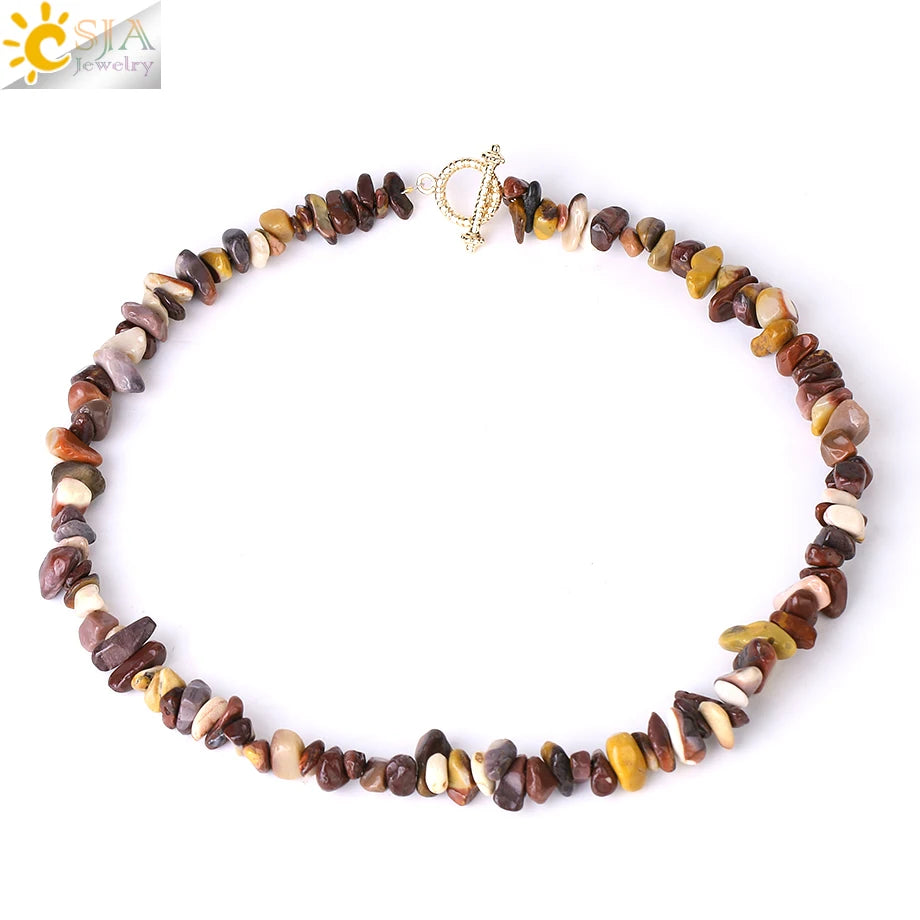 Natural Chip Stone Choker Necklace | Bohemia Crystal Bead Jewelry lifestyle view