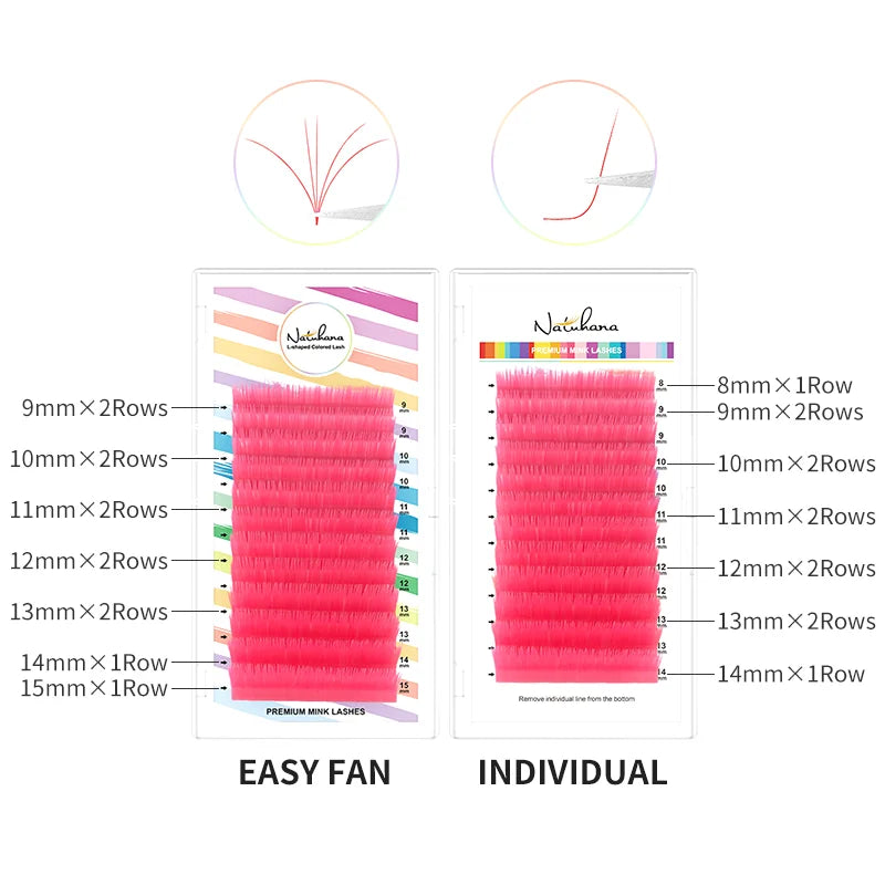 NATUHANA L/LU Curl Auto Fan Colored Lashes | Easy Fan Color Eyelash Extension lifestyle view