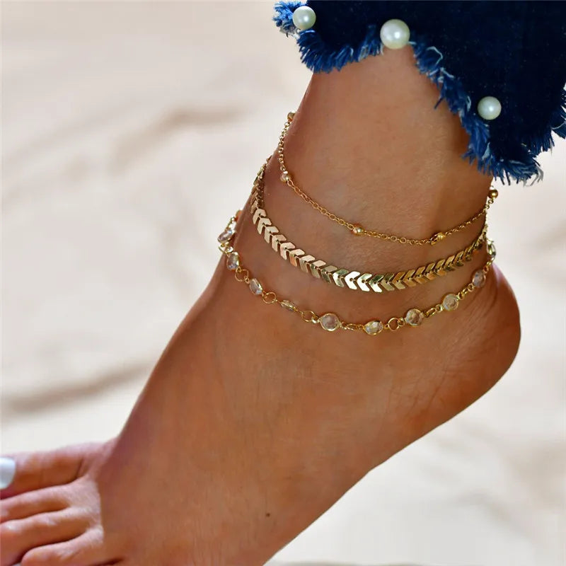 Modyle New Fashion Bohemian Simulated Pearl Chain Wedding Anklet Bracelet for Women G lifestyle view