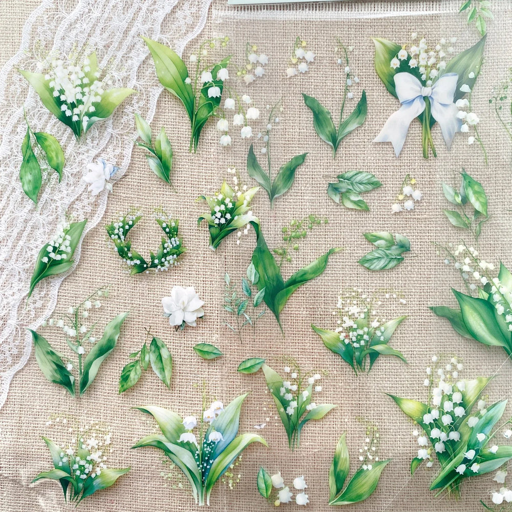 Transparent Flower Stickers Set | 6 Sheets PET Stickers for Scrapbook and Junk Journa lifestyle view