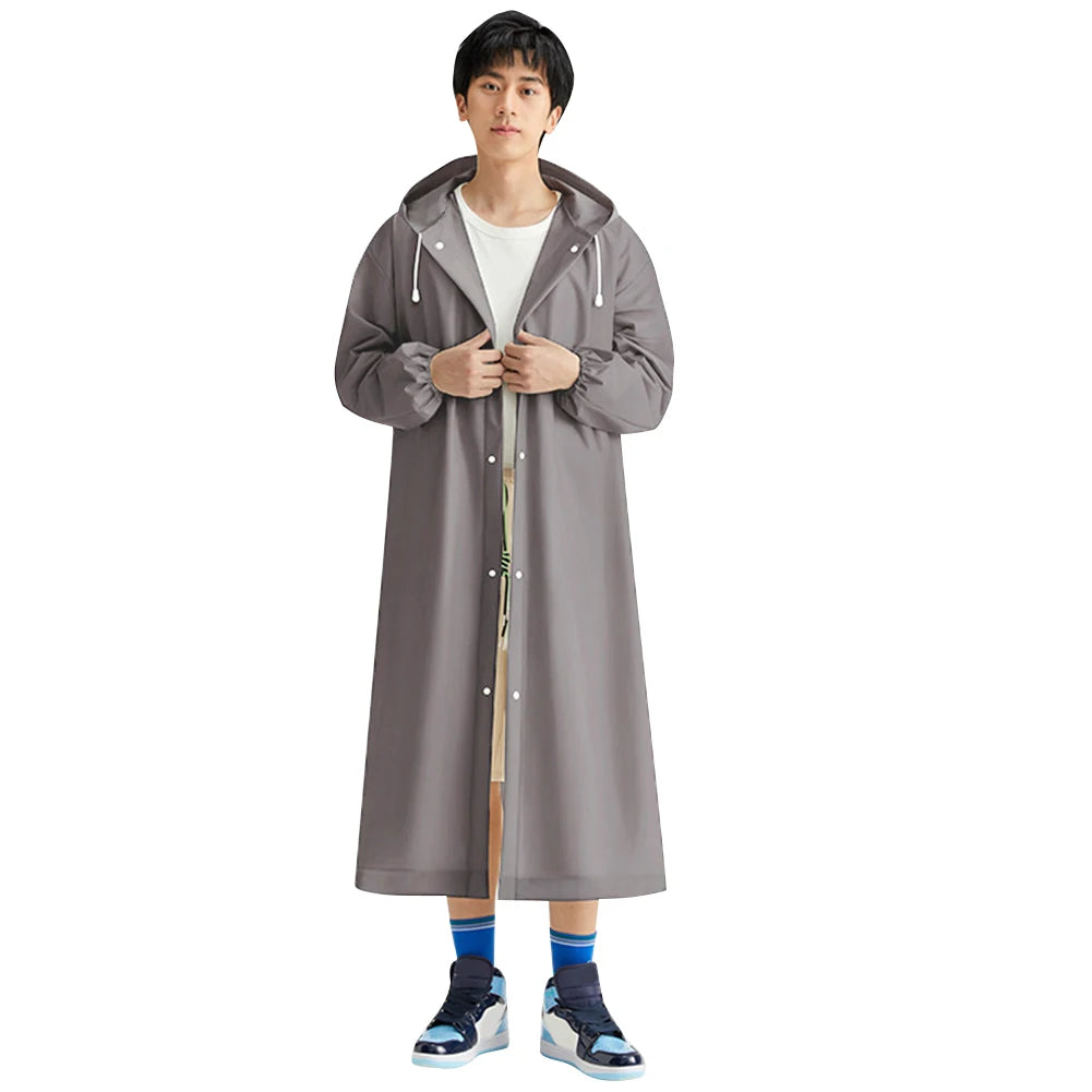 Adult Long Raincoat | Reusable Waterproof Windproof Hooded Rain Gear for Hiking and additional angle