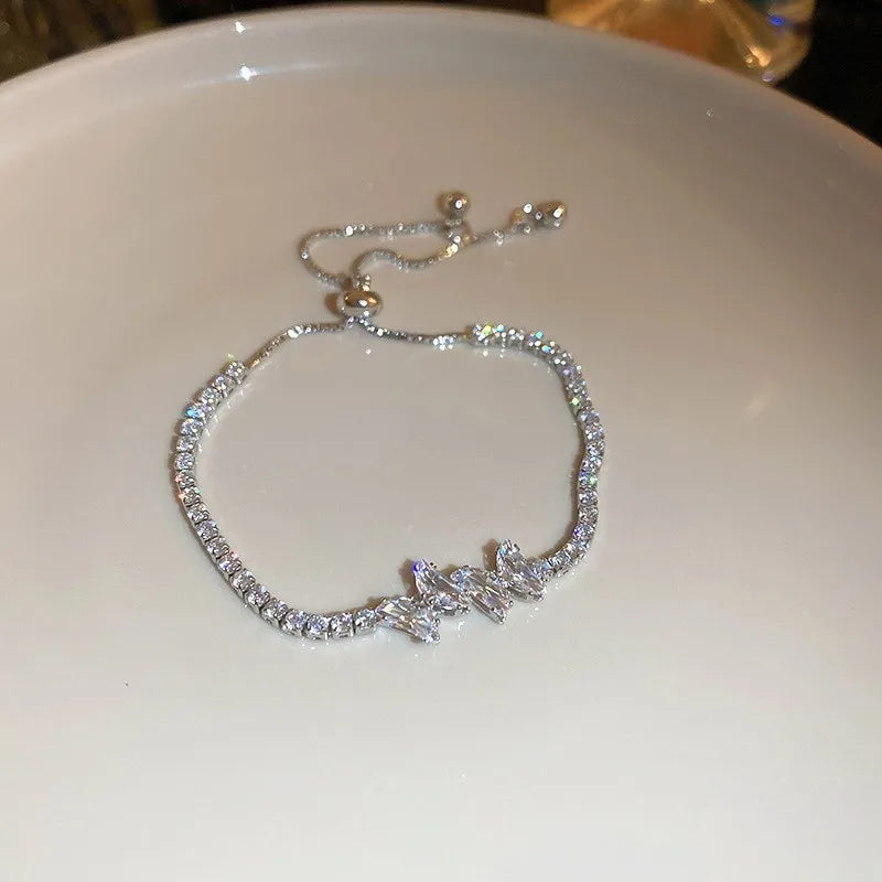 Wave Geometry Adjustable Bracelet Bangle Luxury Fashion Rhinestone Crystal Bracelets Wom detail view