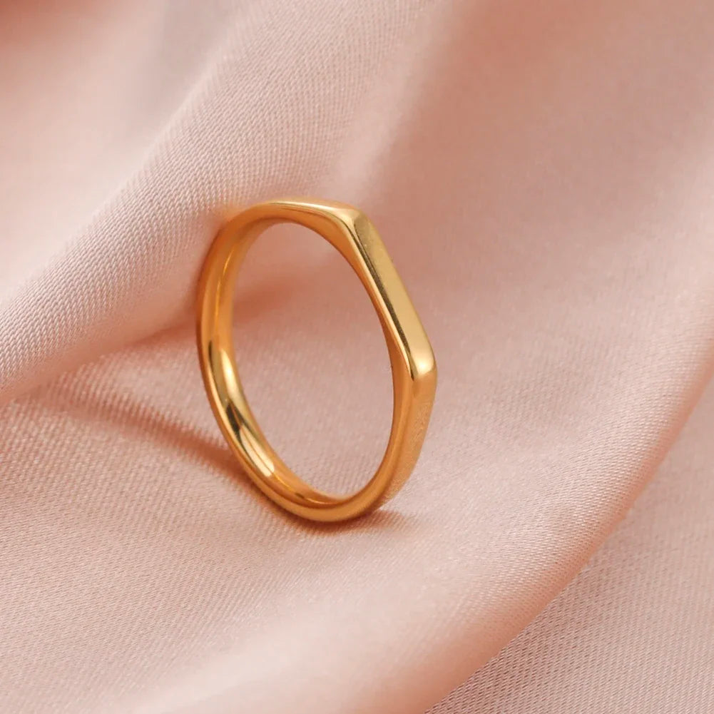 Skyrim Minimalist Signet Rings Women Men Stainless Steel Wide Rectangle Geometric Rin alternate view