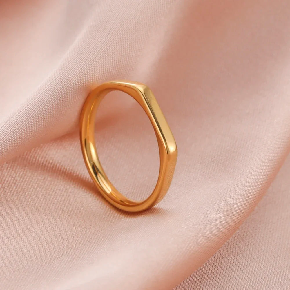 Skyrim Minimalist Signet Rings Women Men Stainless Steel Wide Rectangle Geometric Rin alternate view