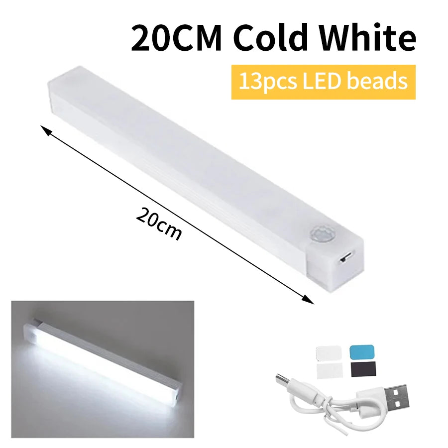 Rechargeable LED Motion Sensor Night Light | Magnetic Strip Light for Cabinet Bedside close-up view