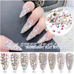 AB/Clear 1 Bag Nail Rhinestones Sizes SS3-SS12 1440 pcs Nail Art Decoration Flatback G close-up view