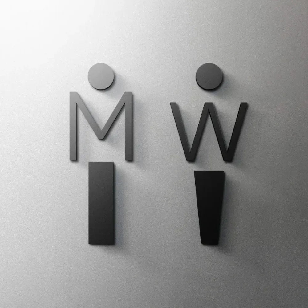 CIFBUY Acrylic 3D WC Toilet Door Sign Modern Self-Adhesive Salon Restaurant Hotel Min lifestyle view