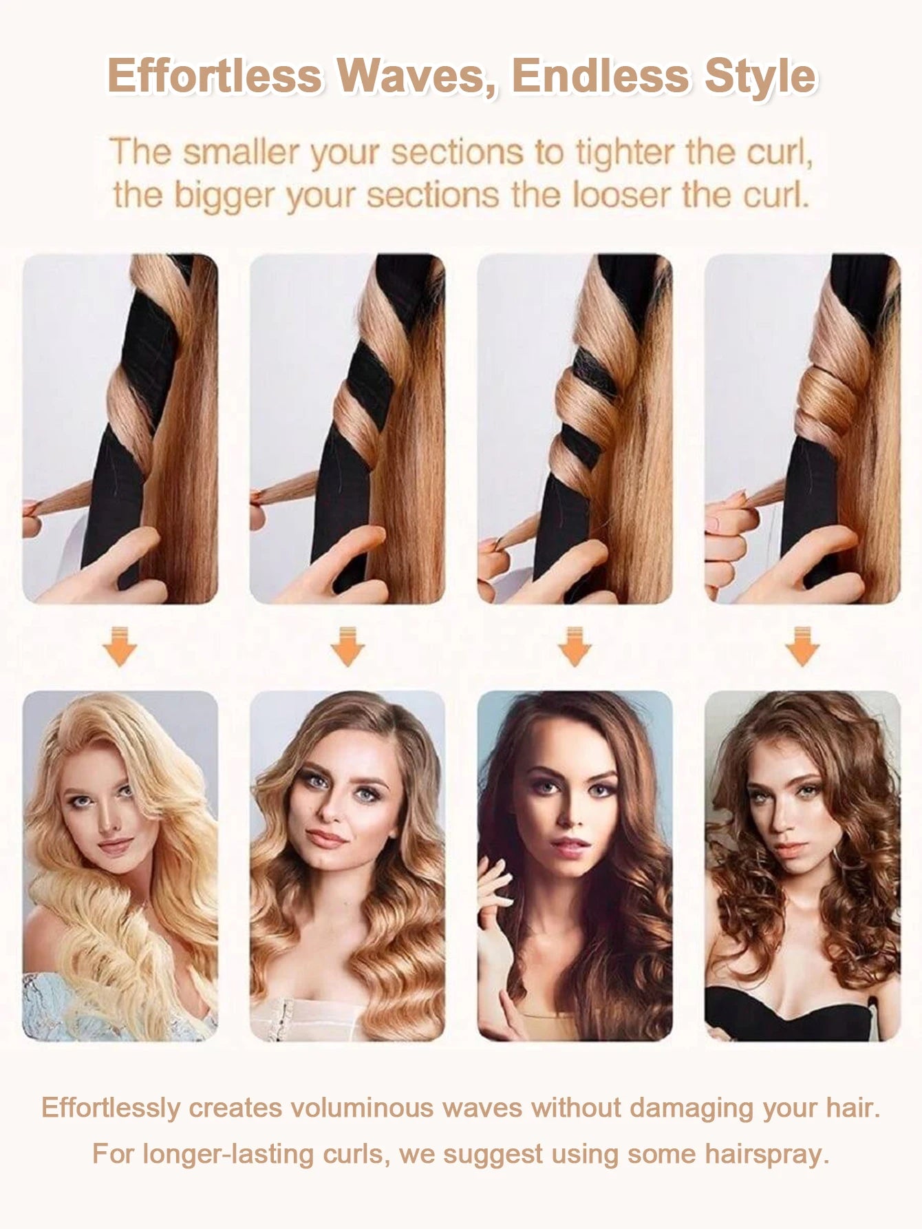 1.6-Meter Extended Lazy Curling Iron With Fine Waves No Heat Or Damage To Hair Sponge Ha detail view