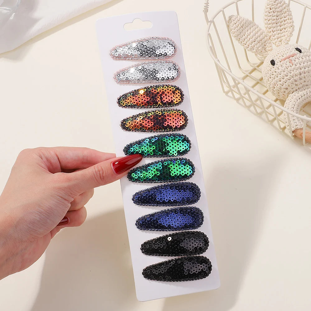 10Pcs/Lot Fresh Print Cotton Alloy Hair Clips for Kids Fabric Plaid BB Hairpins Girl lifestyle view