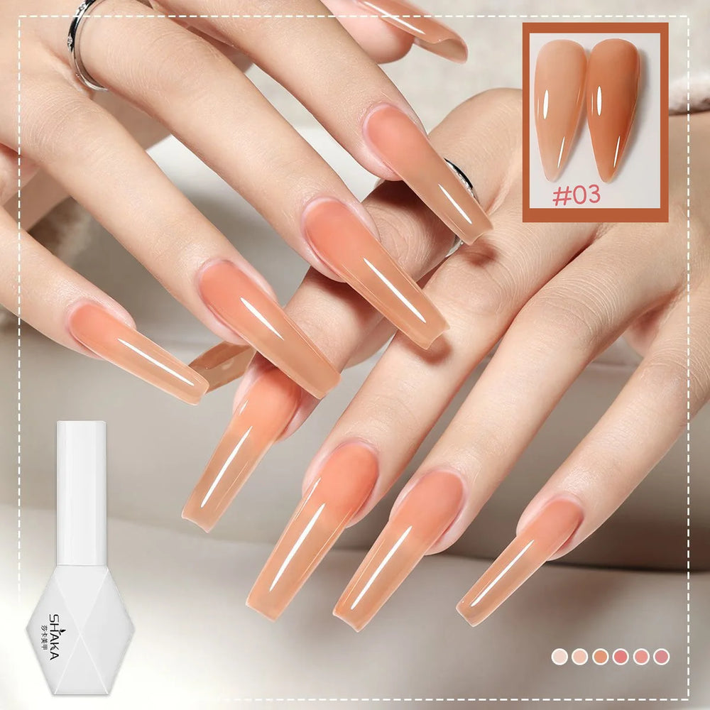 1-6pcs SHAKA Spring Ice Skin Naked Pink Gel Nail Polish 2026 New Style Versatile And S close-up view