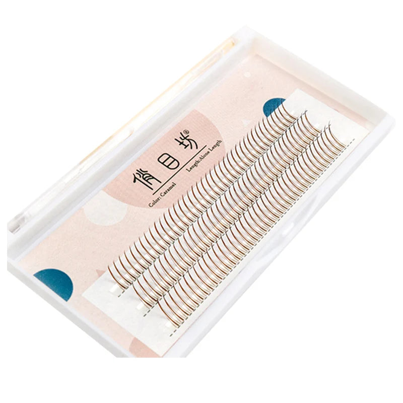 Brown Lashes A Type False Eyelashes 8-12mm | Natural Fairy Lash Clusters for Korean Ma close-up view