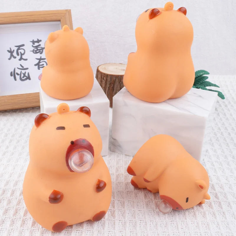 Piggy Capybara Fidget Squeeze Toy Cute Pig Squishy Toys Animal Spit Bubbles Stress additional angle