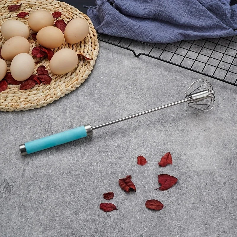 Easy Whisking Stainless Steel Whisk | Semi-Automatic Egg Beater for Hand Stirring lifestyle view