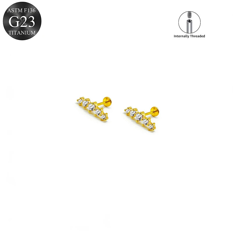 EVISPOL ASTM F136 G23 Titanium Tiny CZ Labret Lip Stud Earring for Women 16G Heart Ca alternate view