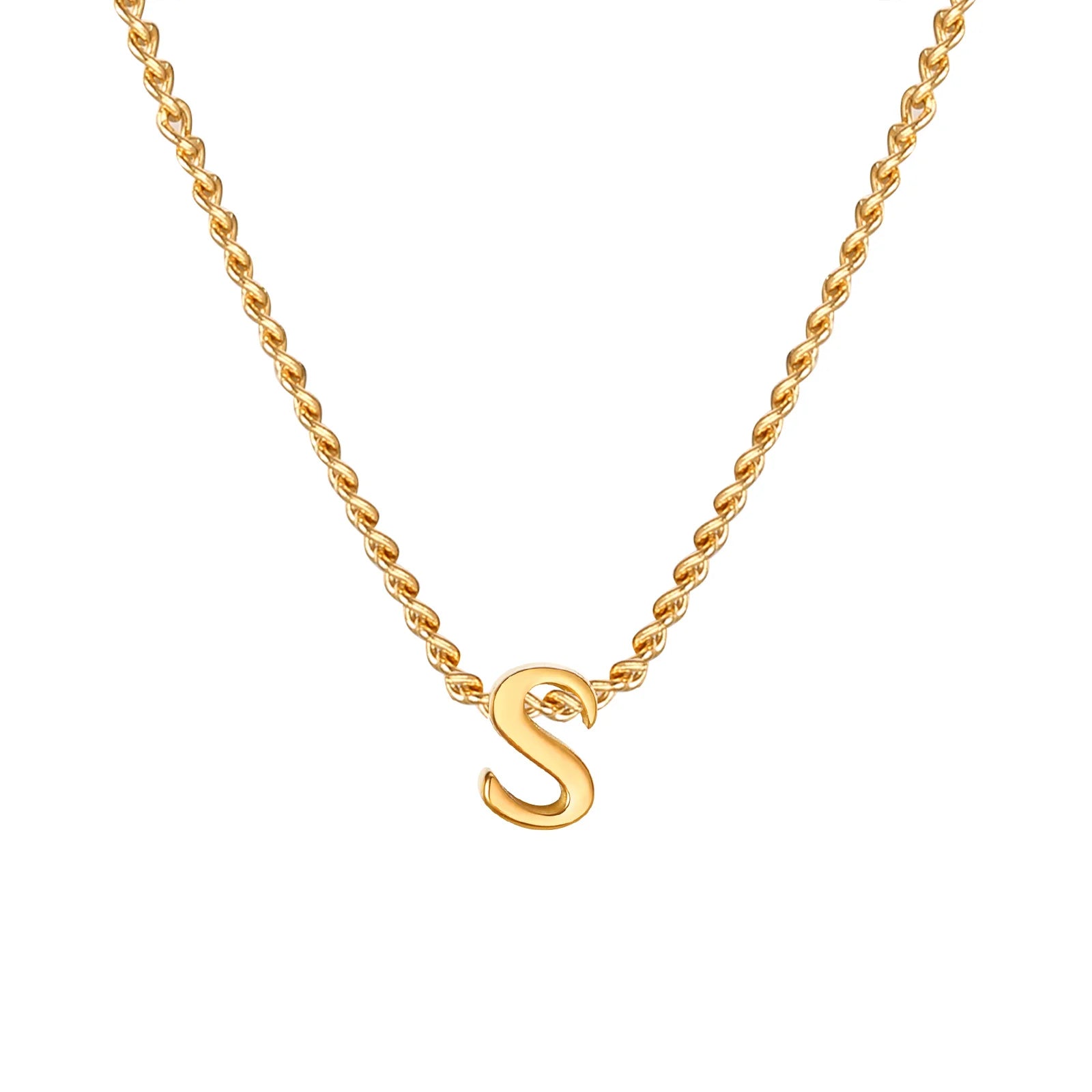 Vnox Chic Tiny A-Z Letters Necklaces for Women Girls, Gold Color Stainless Steel Init lifestyle view