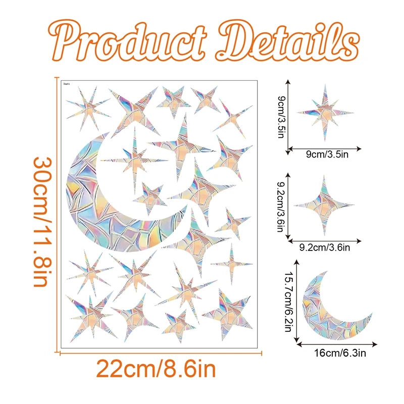 Rainbow Suncatcher Window Stickers | PVC Cat Butterfly Prism Glass Decal detail view