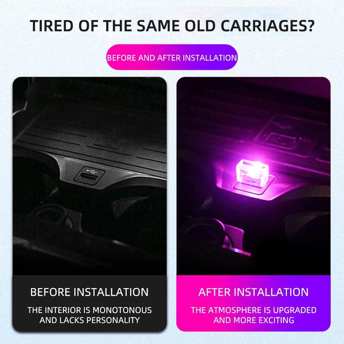Mini USB LED Car Atmosphere Light | Universal Ambient Decorative Lamp close-up view