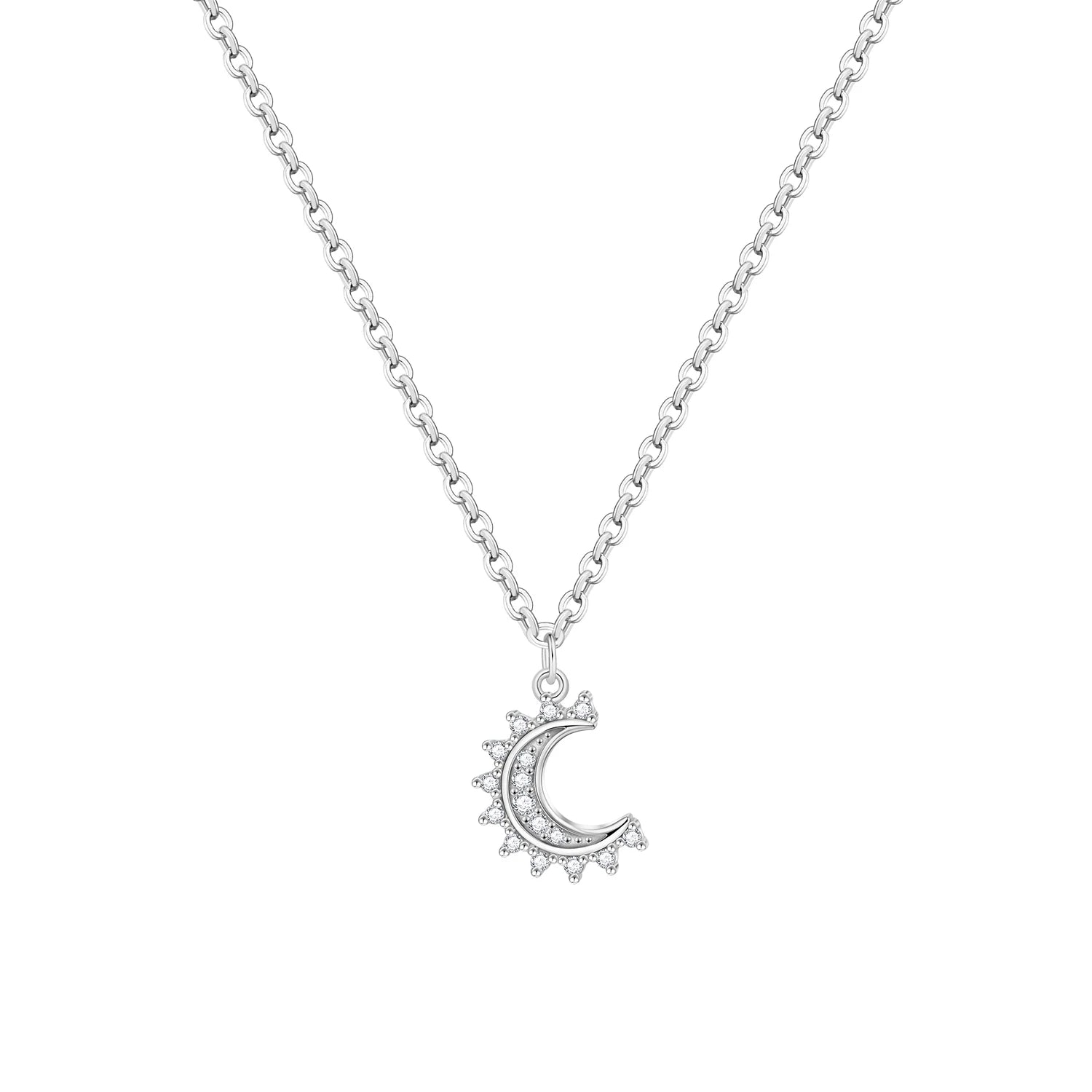 Romantic Pink Crown Heart Pendant Necklace Genuine 925 Sterling Silver Elegant Fine J alternate view