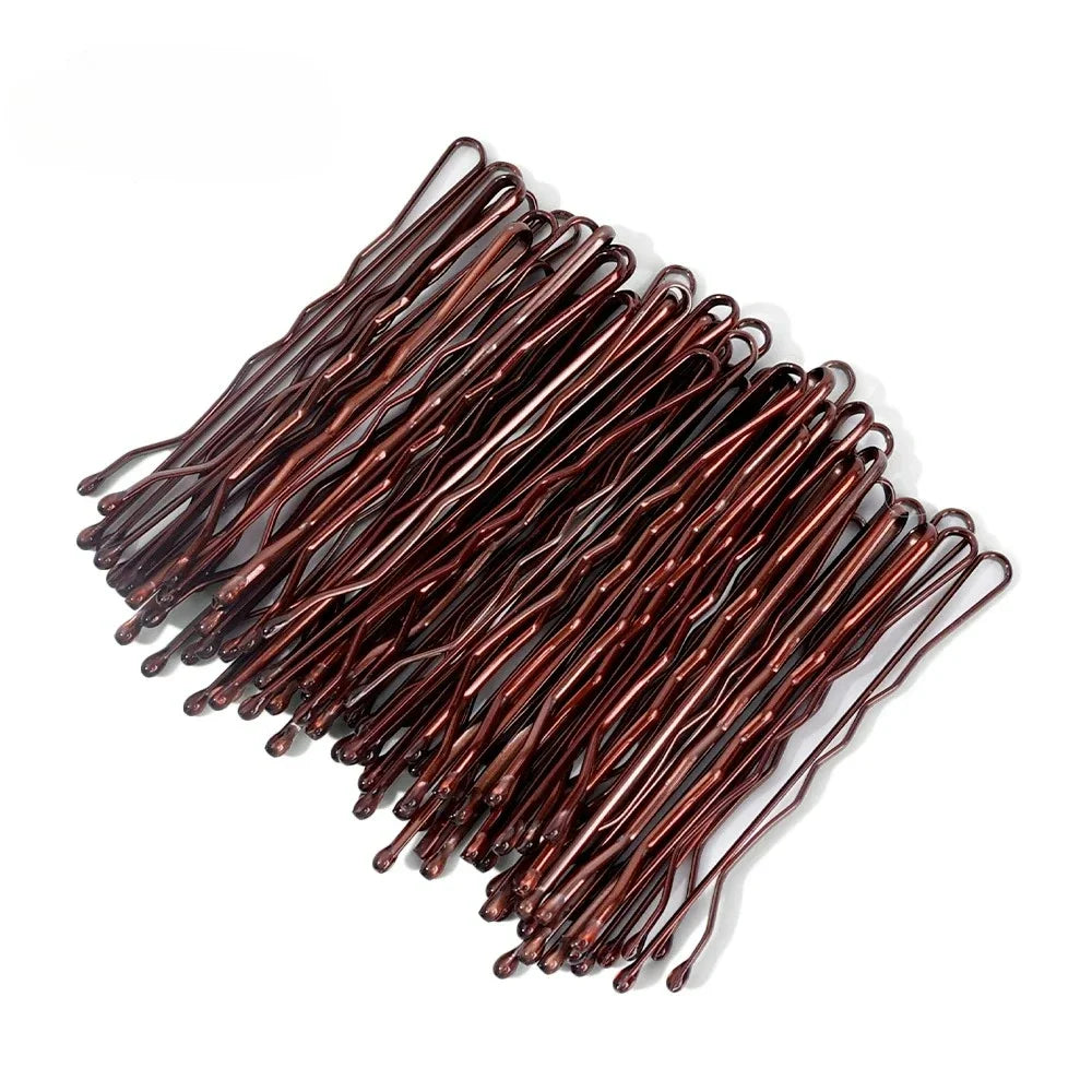 50/500pcs Metal Hairpins U-shaped Curly Wavy Hair Clips Women Girls Simple Bobby Pins lifestyle view