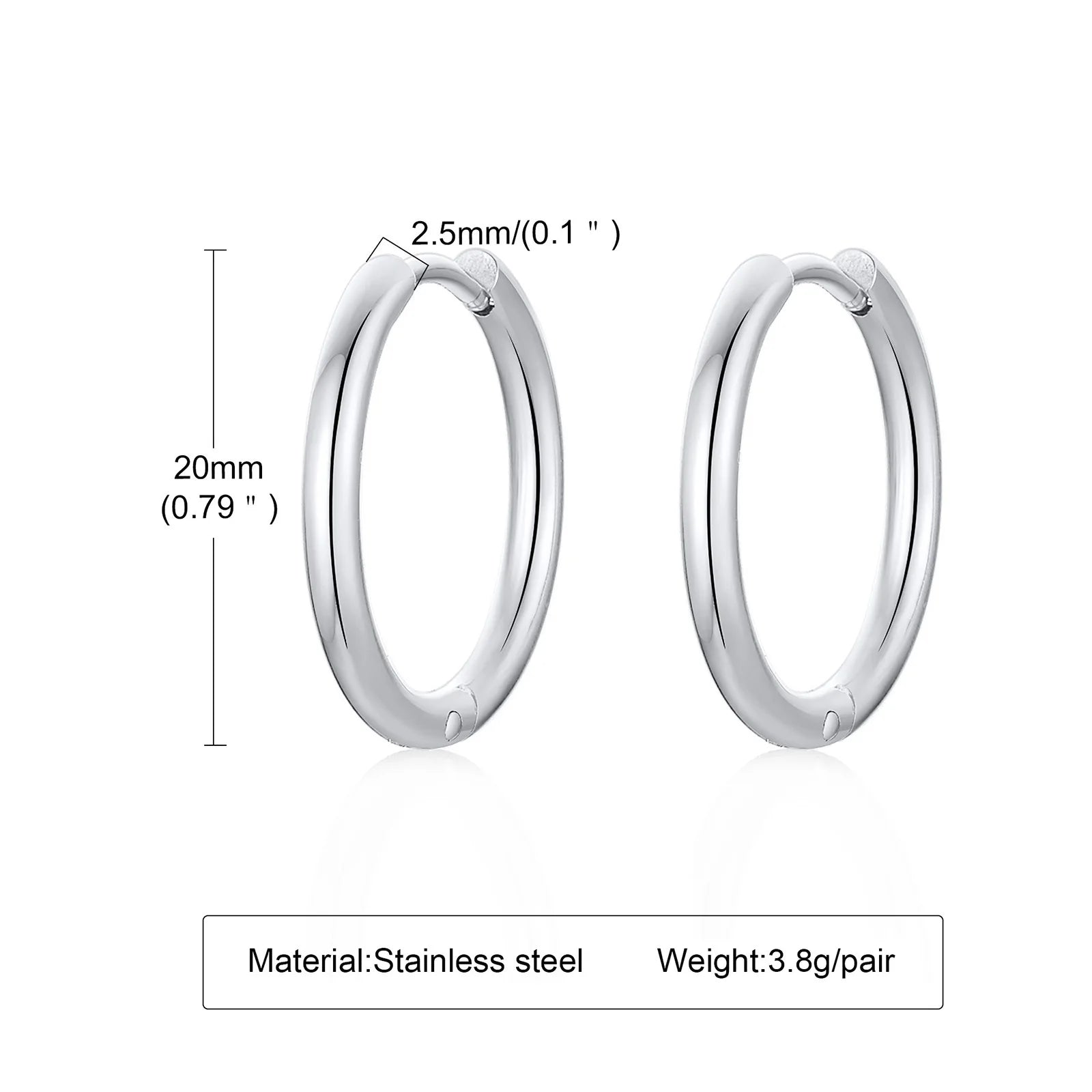 Classic Stainless Steel Hoop Earring for Men Boys | Anti Allergy Metal Huggies Earring detail view