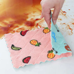 Reusable Kitchen Dishcloths Super Absorbent Coral Fleece Cleaning Cloths 3/5/10pcs Dis close-up view